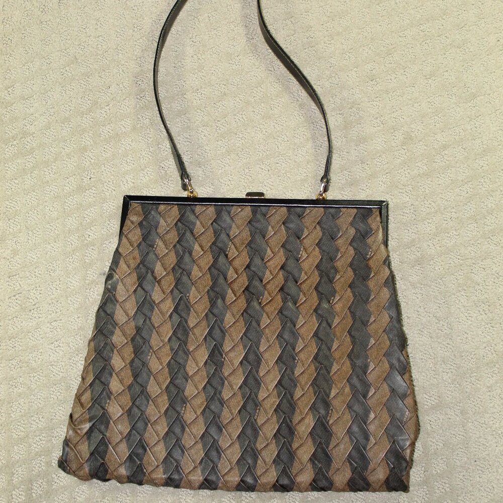 Fendi Origami Purse Leather Black Brown Handbag Authentic VERY Rare EUC!